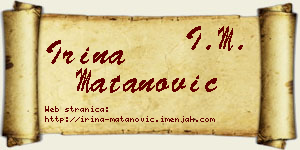 Irina Matanović vizit kartica